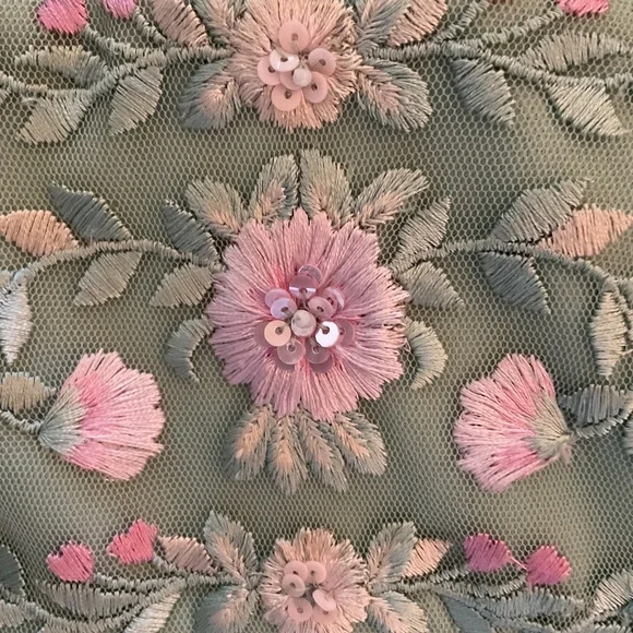 Mac Duggal Green Embroidered Midi Dress - Picture 7 of 12